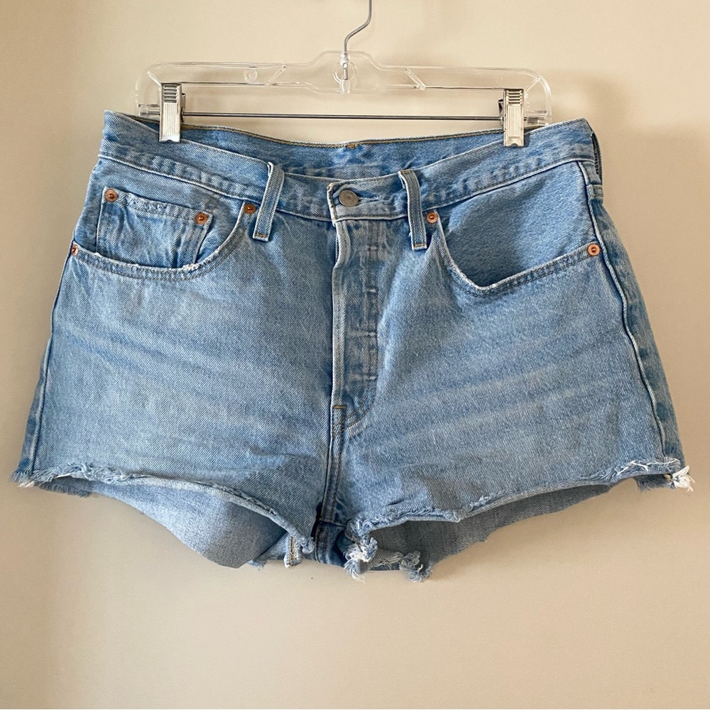 Levi’s 501 High Rise Light Wash Button-fly Denim Shorts